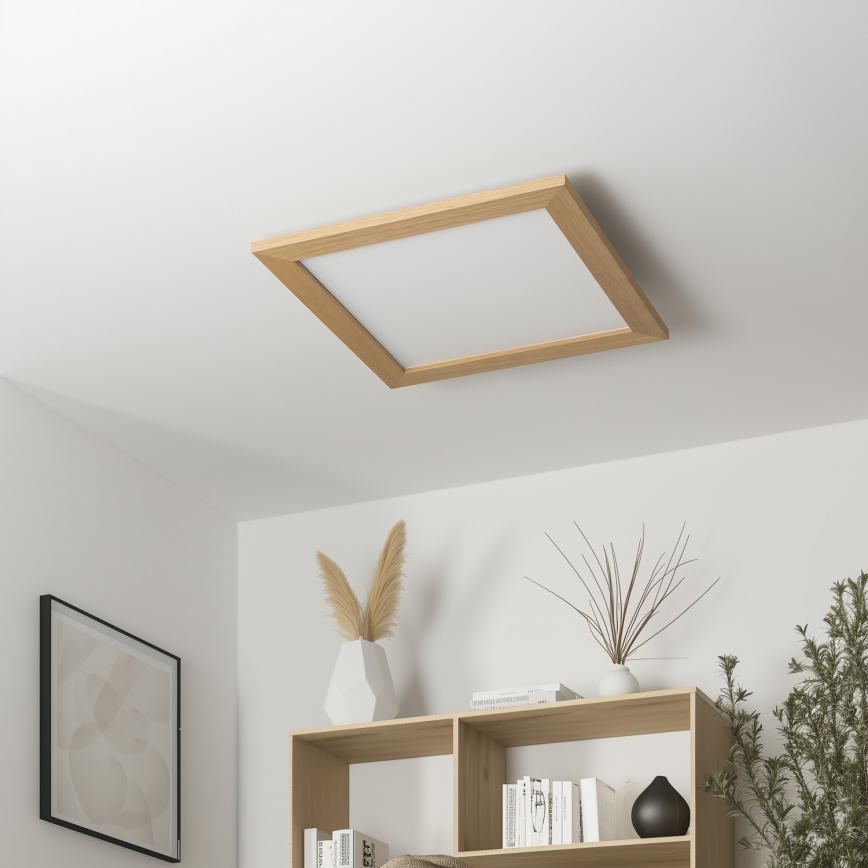 Eglo - Pannello LED RGB dimmerabile a montaggio superficiale SALOBRENA-C WOOD LED/40W/230V 2700-6500K 49,5x49,5 cm marrone + telecomando
