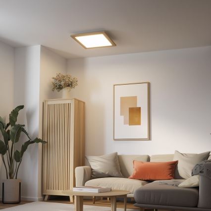 Eglo - Pannello LED RGB dimmerabile a montaggio superficiale SALOBRENA-C WOOD LED/40W/230V 2700-6500K 49,5x49,5 cm marrone + telecomando