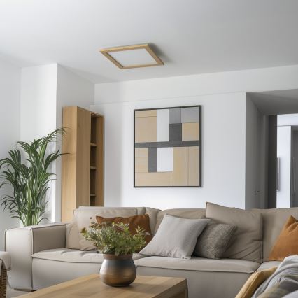 Eglo - Pannello LED RGB dimmerabile a montaggio superficiale SALOBRENA-C WOOD LED/40W/230V 2700-6500K 49,5x49,5 cm marrone + telecomando