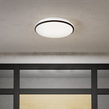 Eglo - Plafoniera da soffitto LED per bagno, 18W/230V, 3000/4000/6500K, Ø 34 cm, IP54, nera