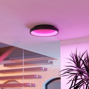 Eglo - Plafoniera da soffitto LED RGBW dimmerabile, 19,6 W, 230 V, 2700–6500 K, Ø 35 cm, nero