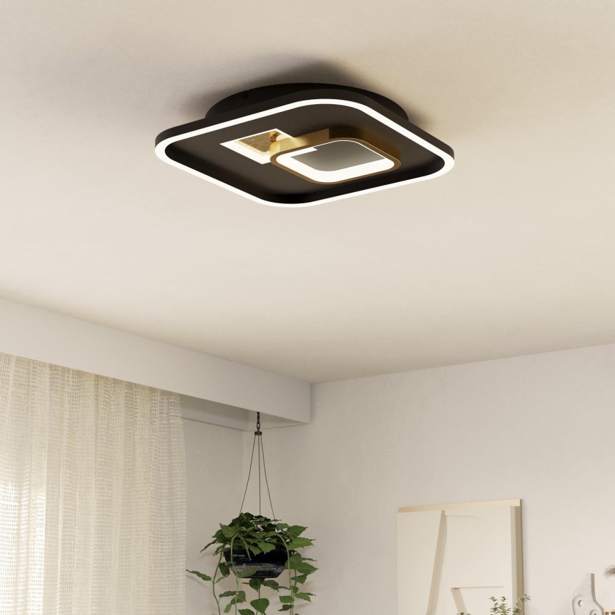 Eglo - Plafoniera LED 1xLED/16,2W/230V + 1xLED/9,2W 38x38 cm nero/oro