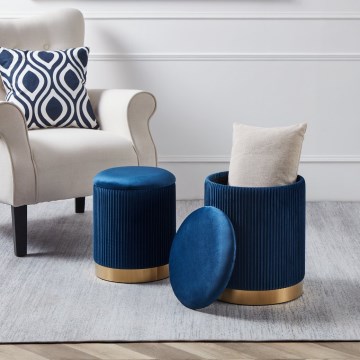 Eglo - SET 2x Pouf diam. 31,5/36 cm blu/oro