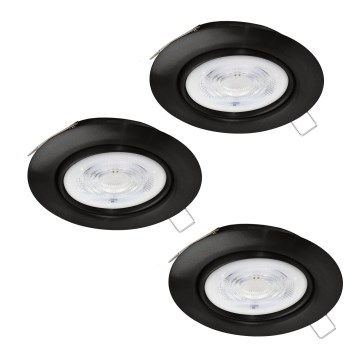 Eglo - SET 3xLED Lampada da incasso per bagno 1xGU10/4W/230V IP44 nero