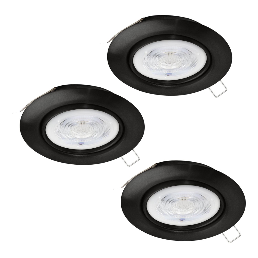 Eglo - SET 3xLED Lampada da incasso per bagno 1xGU10/4W/230V IP44 nero
