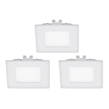 Eglo - Set da 3 faretti da incasso LED FUEVA 1 LED/2,7W/230V 8,5x8,5 cm