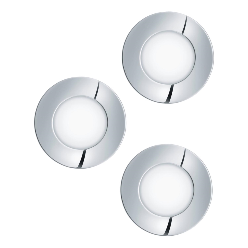 Eglo - Set da 3 faretti da incasso per bagno a LED FUEVA 1xLED/2,8W/230V IP44 cromo lucido Ø 8,5 cm