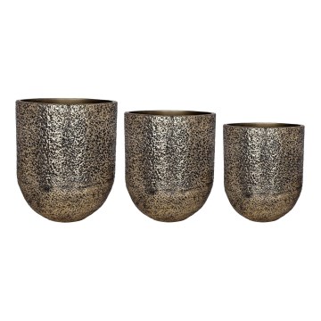 Eglo - Set da 3 vasi in metallo 50 x 42 cm, finitura dorata
