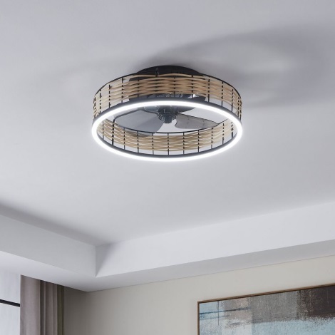 Eglo - Ventilatore da soffitto dimmerabile a LED LED/28W/230V nero/beige 2700-6500K + telecomando