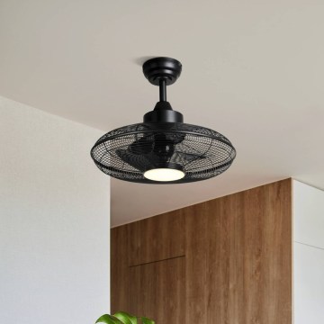 Eglo - Ventilatore da soffitto LED, 15W/230V, Ø 53 cm, nero + telecomando