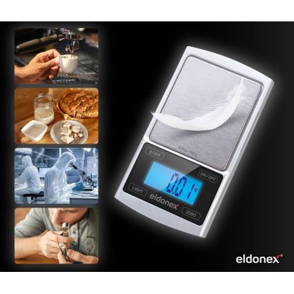 ELDONEX EKS-4040-SL - Bilancia di alta precisione 2xCR2032 argento