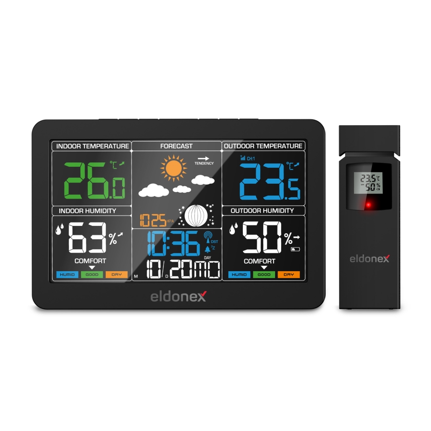 ELDONEX EWS-1010-BK - Stazione meteo con display LCD 2xAAA nero