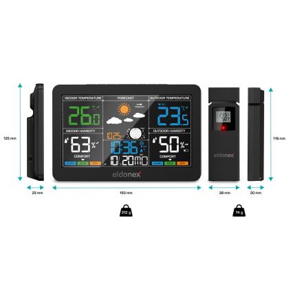 ELDONEX EWS-1010-BK - Stazione meteo con display LCD 2xAAA nero