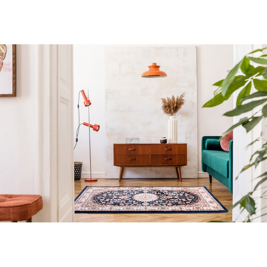 Elegante tappeto orientale DUBAI 80x150 cm 2300 g/m² blu scuro