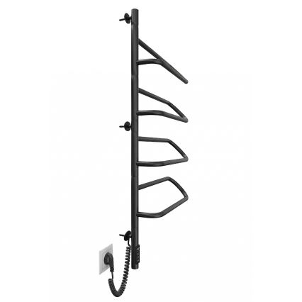 Scaldasalviette elettrico girevole ELECTRA 120W/230V 102,5x47,5 cm acciaio inossidabile/nero lato sinistro