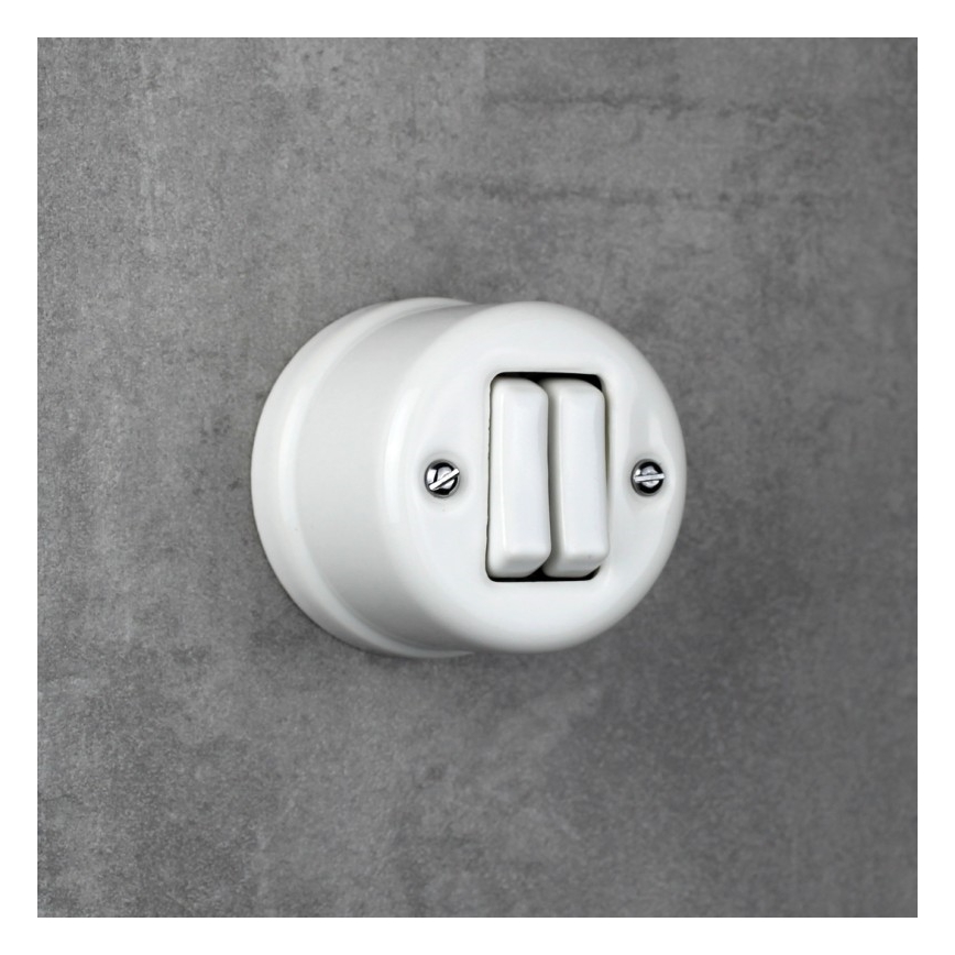 Elhard - Comando da parete per veneziane in ceramica stile retrò, bianco