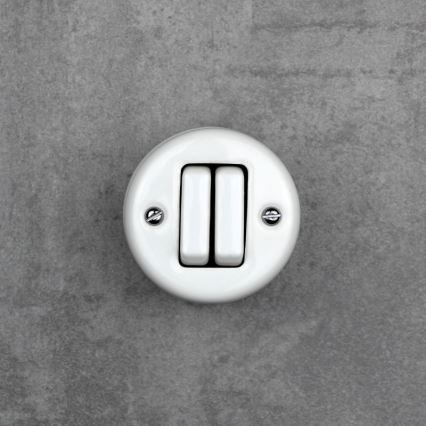 Elhard - Comando da parete per veneziane in ceramica stile retrò, bianco
