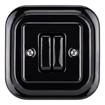 Elhard - Comando per veneziane in ceramica stile retrò con placca, nero