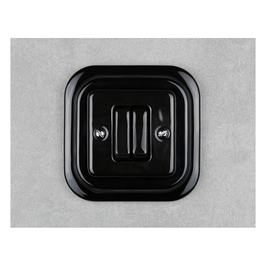 Elhard - Comando per veneziane in ceramica stile retrò con placca, nero