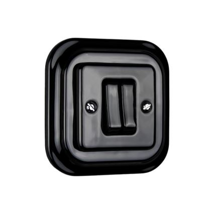 Elhard - Comando per veneziane in ceramica stile retrò con placca, nero