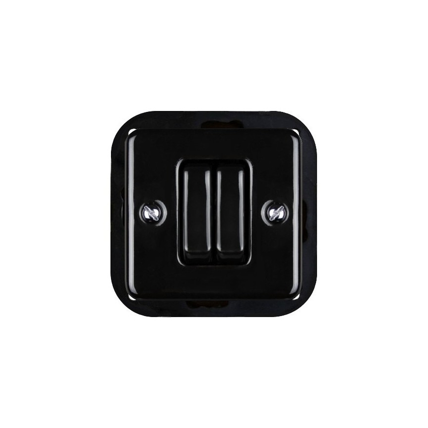 Elhard - Comando per veneziane in ceramica stile retrò con placca, nero