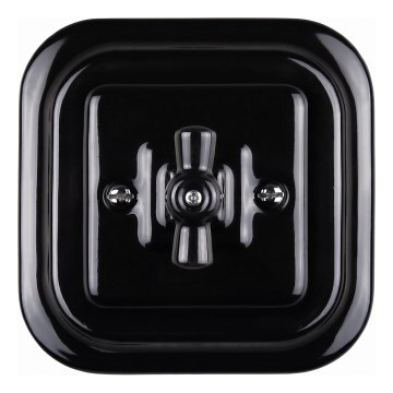 Elhard - Comando rotante in ceramica stile retrò per veneziane con cornice, nero