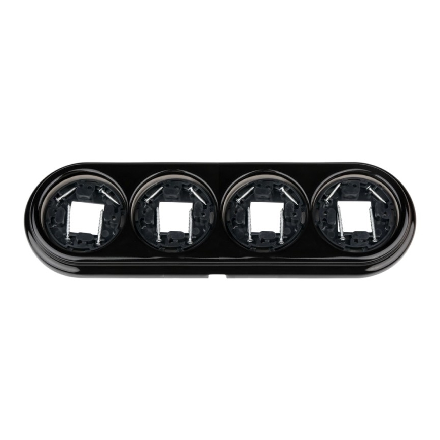 Elhard - Cornice da parete in ceramica stile retrò, quadrupla, nera