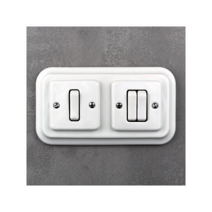 Elhard - Cornice doppia retrò in ceramica bianca