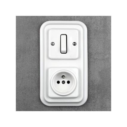 Elhard - Cornice doppia retrò in ceramica bianca