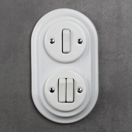 Elhard - Cornice doppia retrò in ceramica bianca