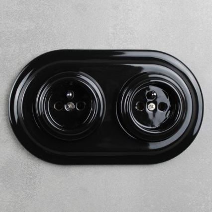 Elhard - Cornice doppia retrò in ceramica, nera