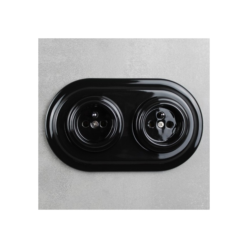 Elhard - Cornice doppia retrò in ceramica, nera