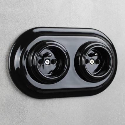 Elhard - Cornice doppia retrò in ceramica, nera