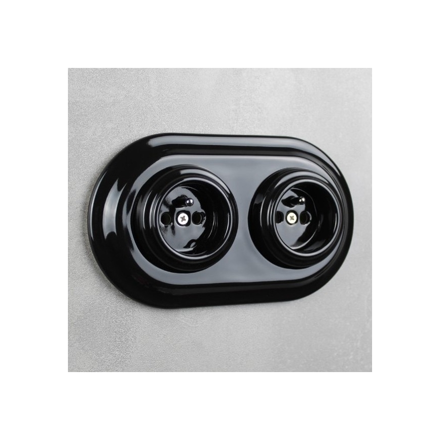 Elhard - Cornice doppia retrò in ceramica, nera