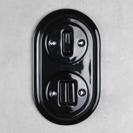 Elhard - Cornice doppia retrò in ceramica, nera
