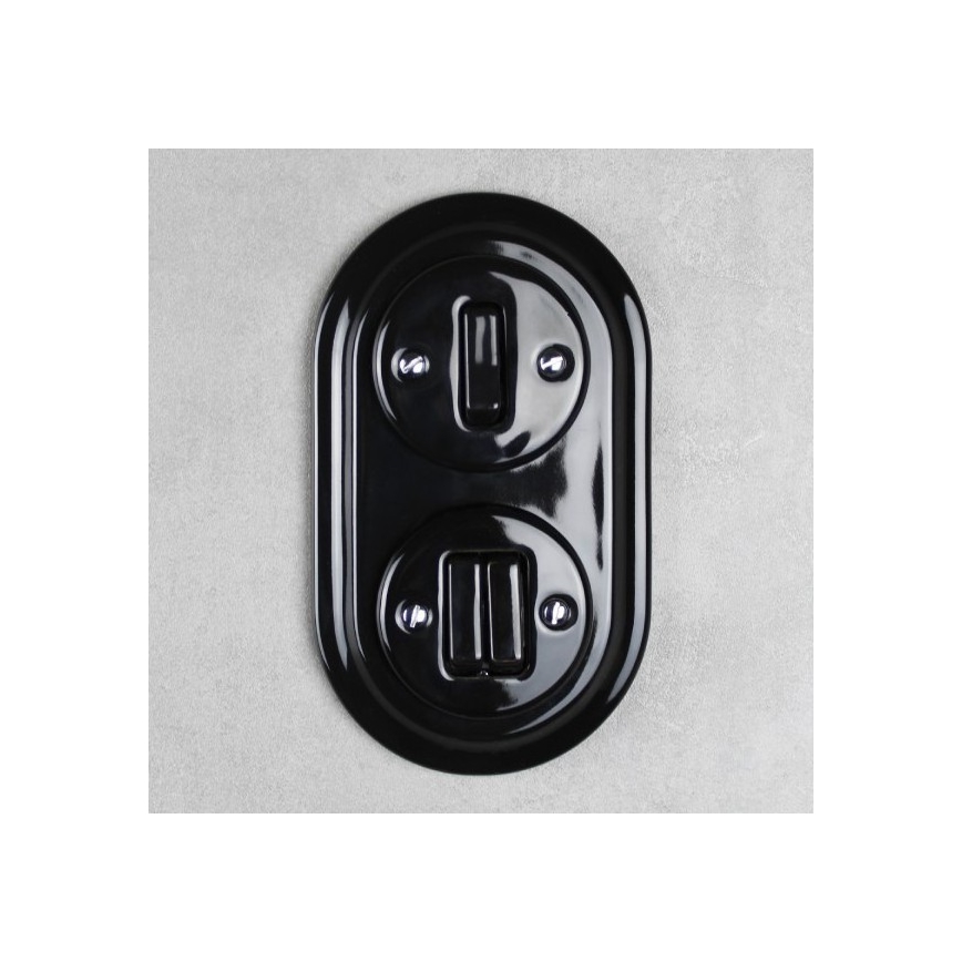 Elhard - Cornice doppia retrò in ceramica, nera