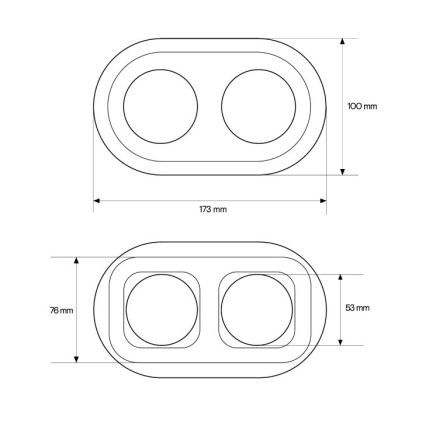 Elhard - Cornice doppia retrò in ceramica, nera