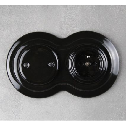 Elhard - Cornice doppia retrò in ceramica nera