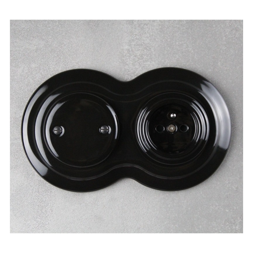 Elhard - Cornice doppia retrò in ceramica nera
