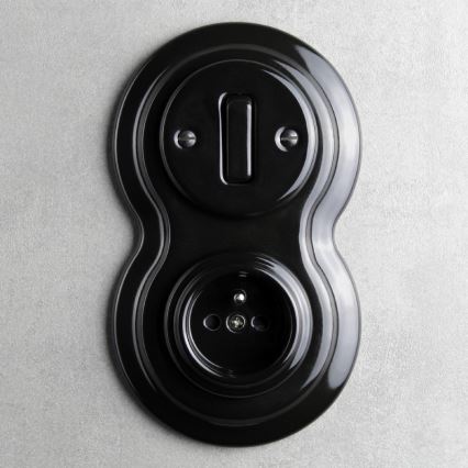 Elhard - Cornice doppia retrò in ceramica nera