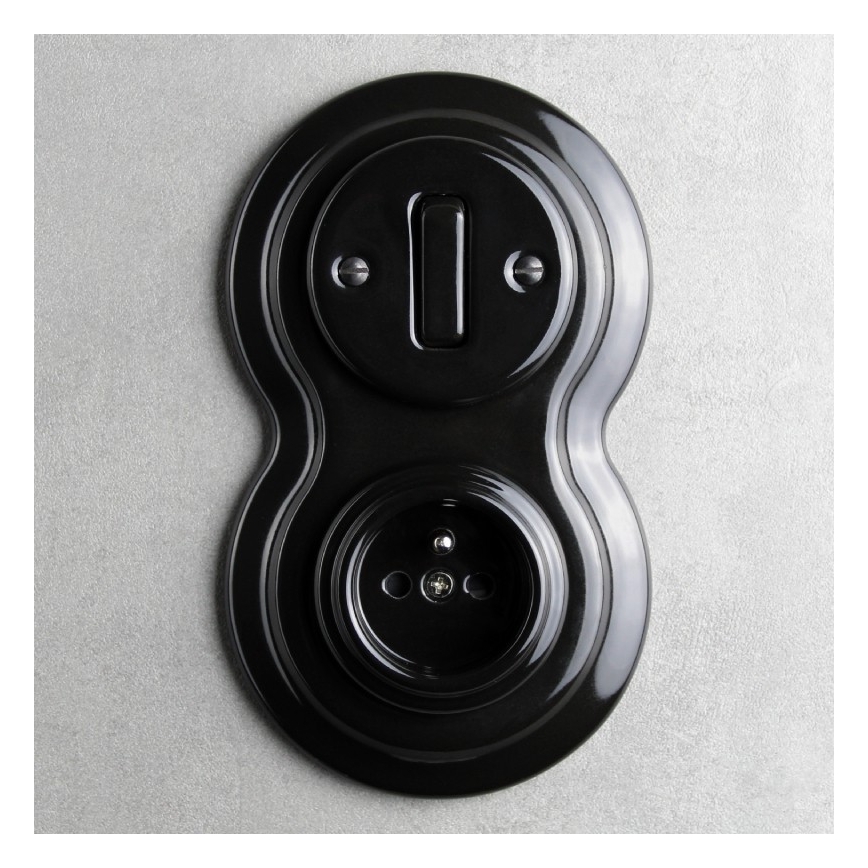 Elhard - Cornice doppia retrò in ceramica nera
