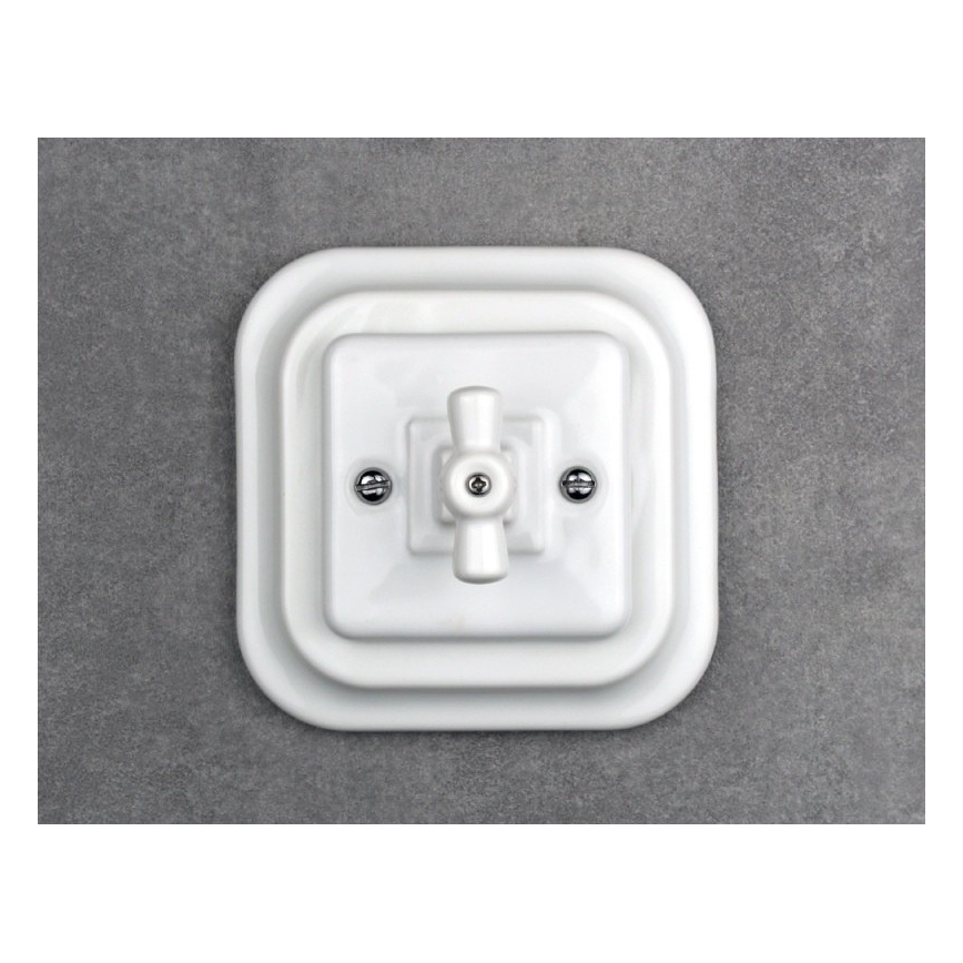 Elhard - Cornice in ceramica in stile retrò, semplice, bianca