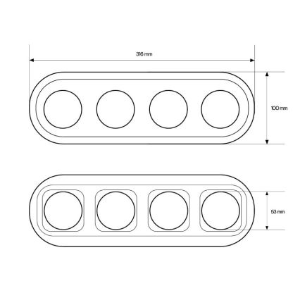 Elhard - Cornice retrò in ceramica a 4 posti, bianca