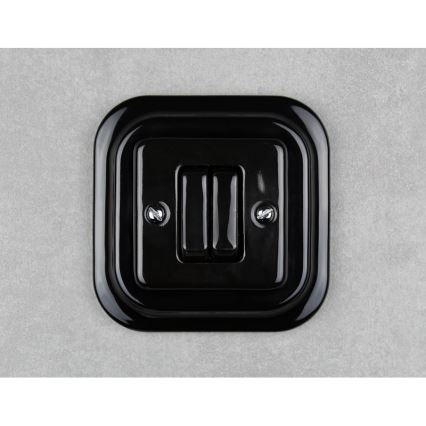 Elhard - Cornice retrò in ceramica semplice nera