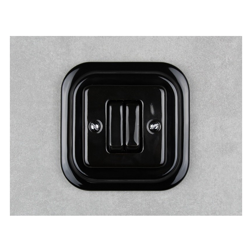 Elhard - Cornice retrò in ceramica semplice nera