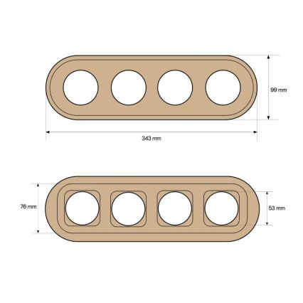 Elhard - Cornice retrò in legno per 4 foto, finitura legno chiaro