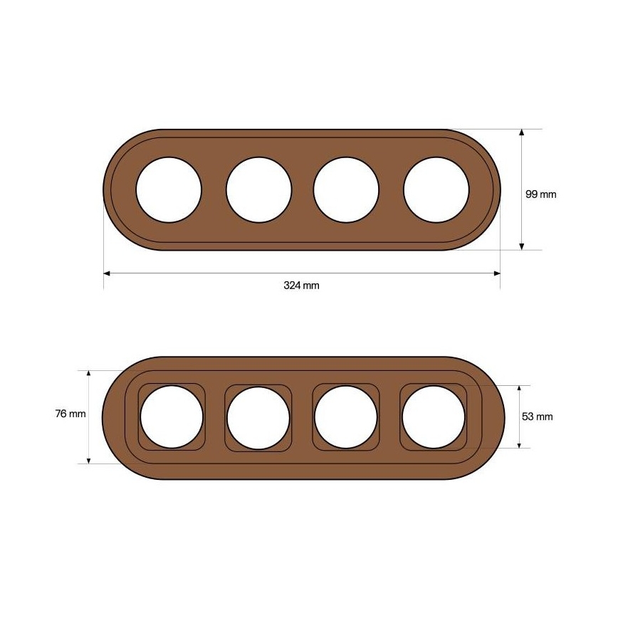 Elhard - Cornice retrò in legno per quattro foto, finitura in legno scuro