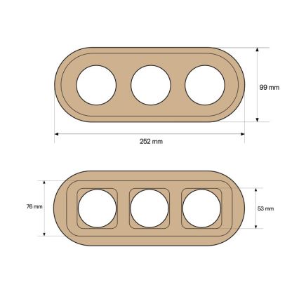Elhard - Cornice retrò tripla in legno chiaro