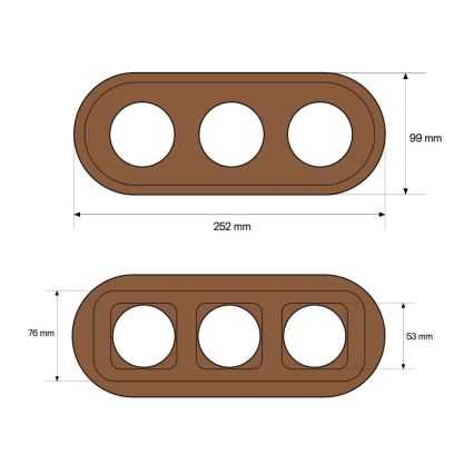 Elhard - Cornice retrò tripla in legno scuro