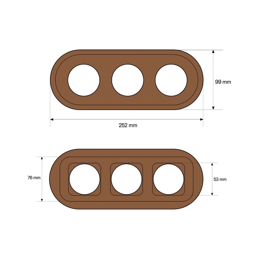 Elhard - Cornice retrò tripla in legno scuro